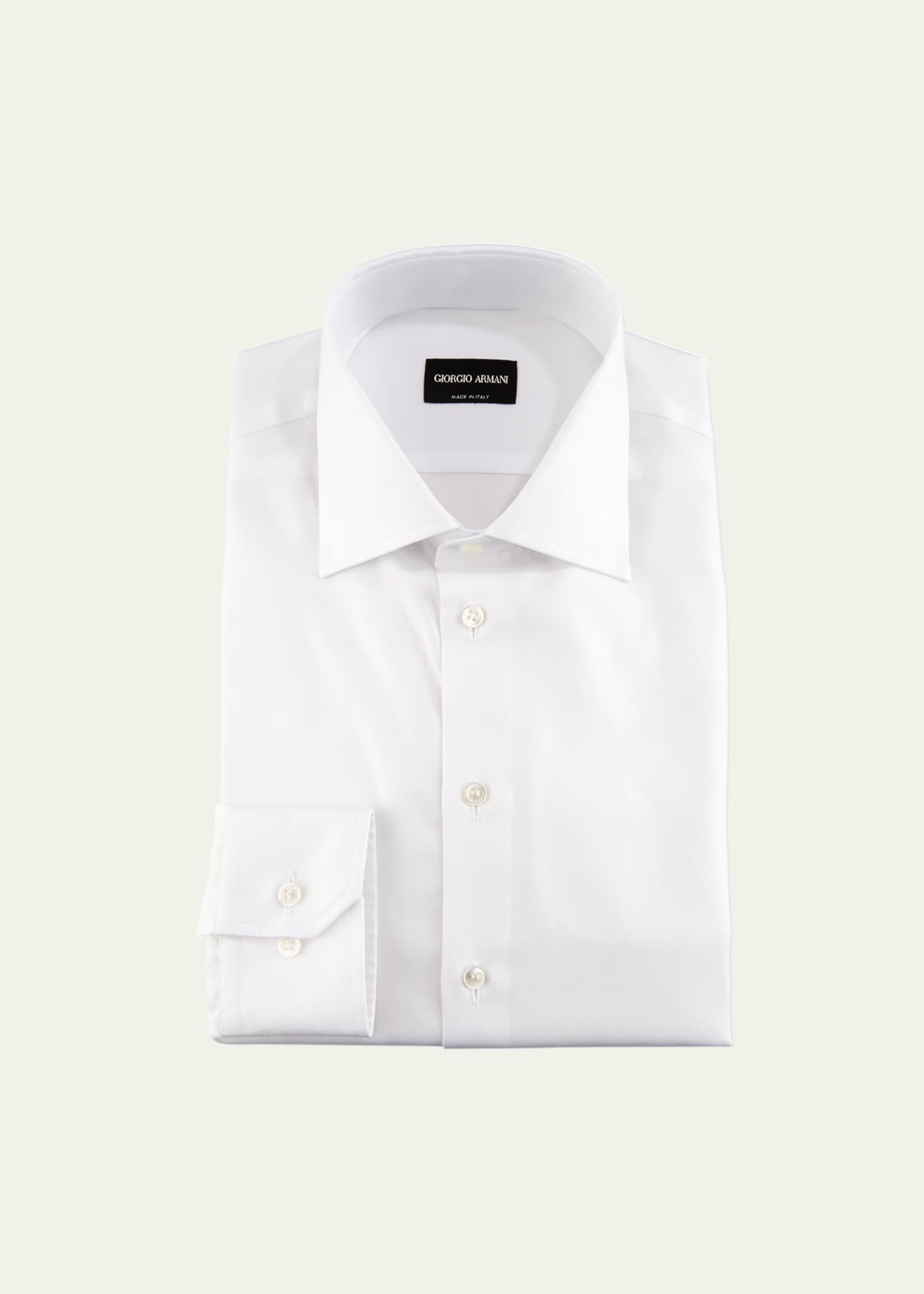 Giorgio Armani Solid Cotton Dress Shirt White Bergdorf Goodman