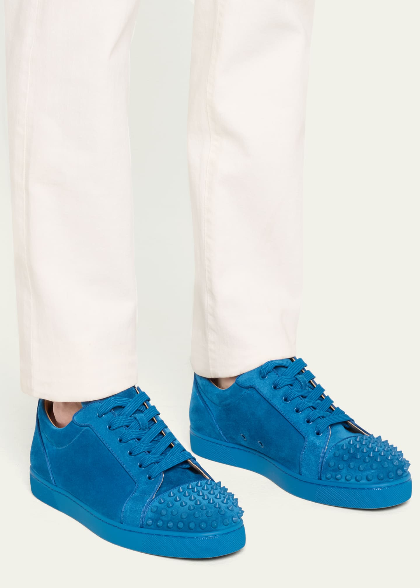 Christian Louboutin Men s Louis Junior Suede Spiked Low Top Sneakers Bergdorf Goodman