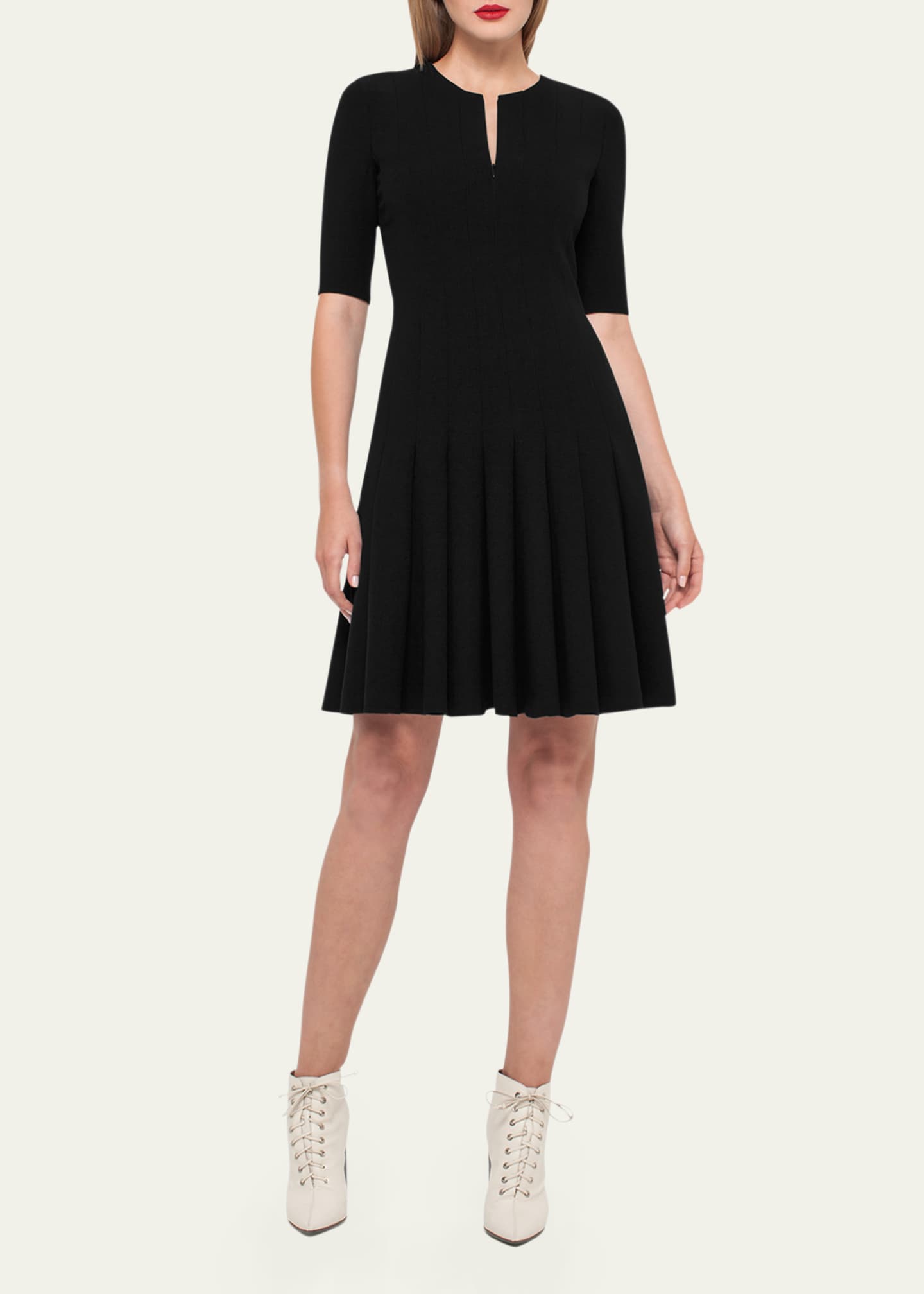 Akris Elbow-Sleeve Zip-Front Dress Image 2 of 5