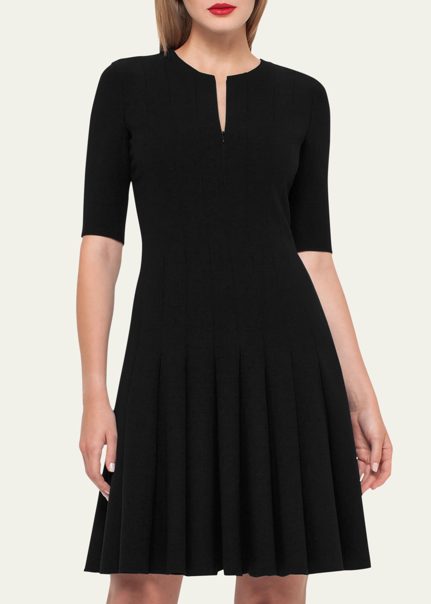 Akris Elbow-Sleeve Zip-Front Dress Image 4 of 5