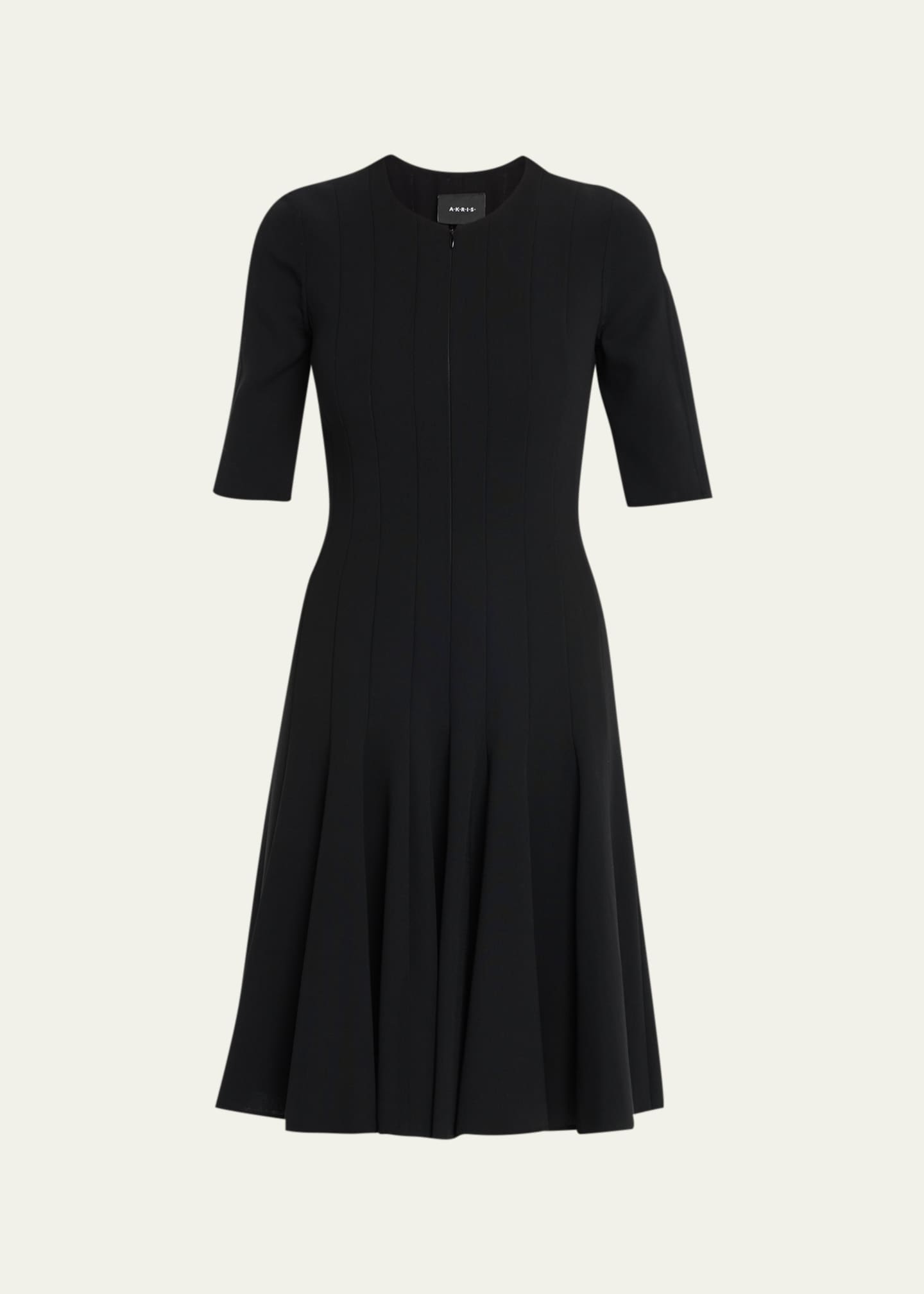 Akris Elbow-Sleeve Zip-Front Dress - Bergdorf Goodman