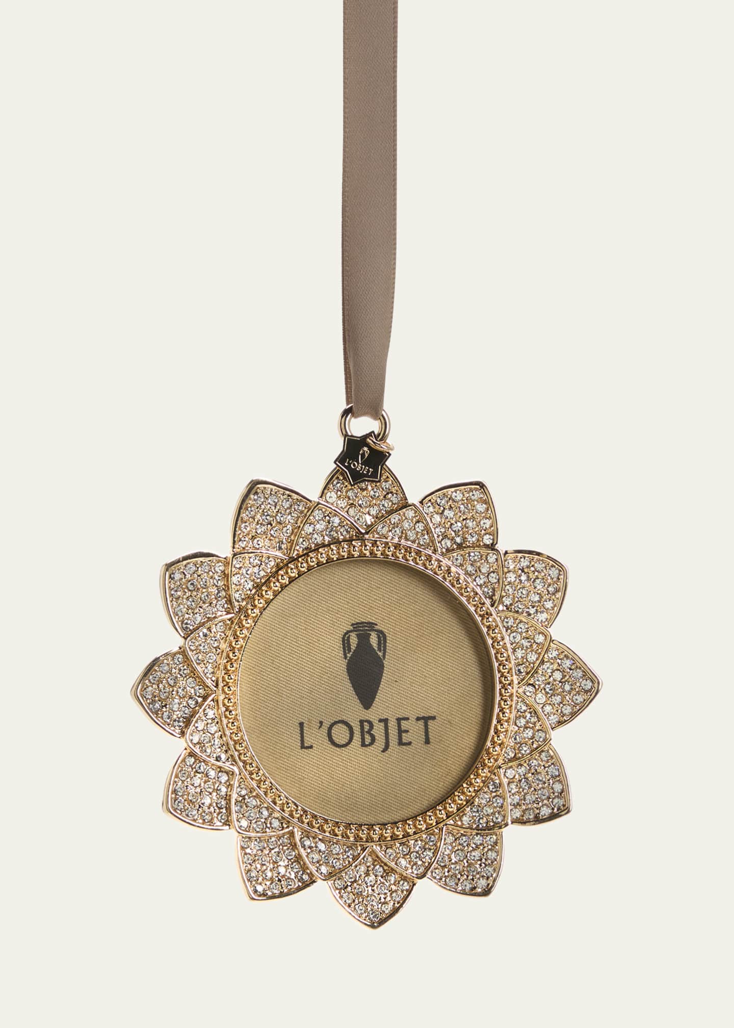 L'Objet 24K Gold-Plated Flower Pavé Frame Ornament Image 1 of 2