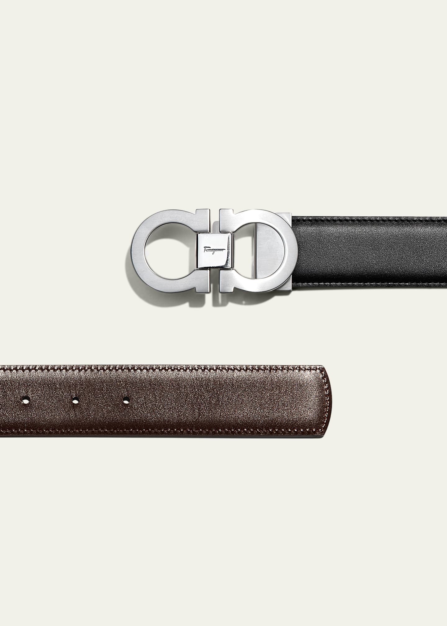 Ferragamo Leather Gancini Reversible Belt