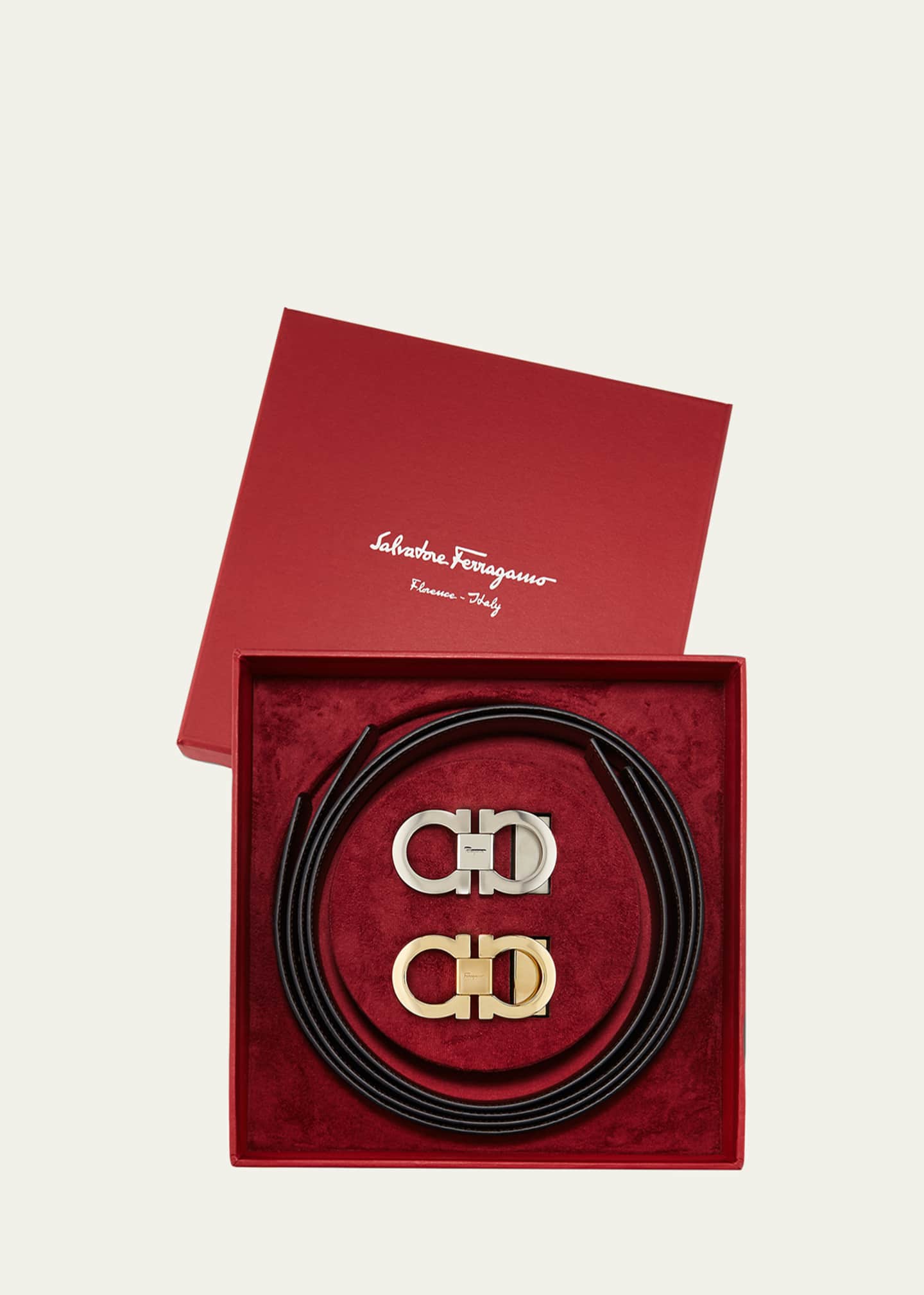 Ferragamo Men's Reversible Leather Gancini Belt Boxed Gift Set Image 3 of 4