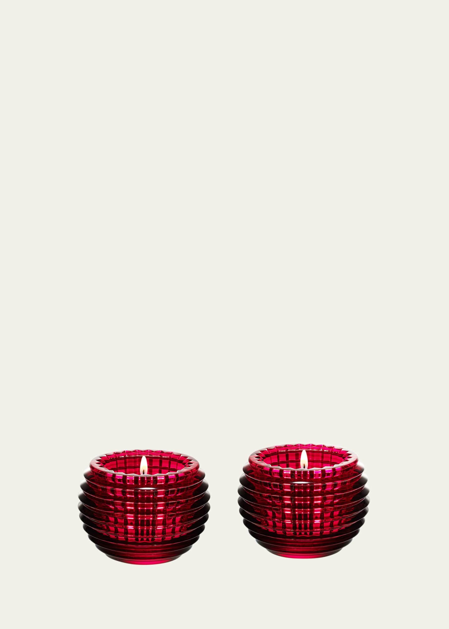 Baccarat Red Eye Votive Candle Jars, Set of 2