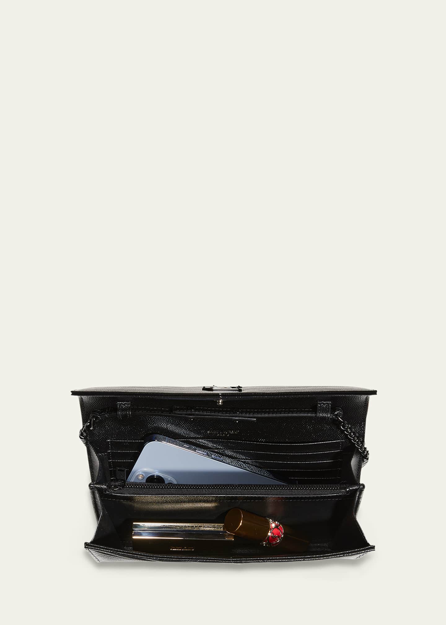Saint Laurent YSL Monogram Large Wallet on Chain in Grained Leather Image 6 of 6
