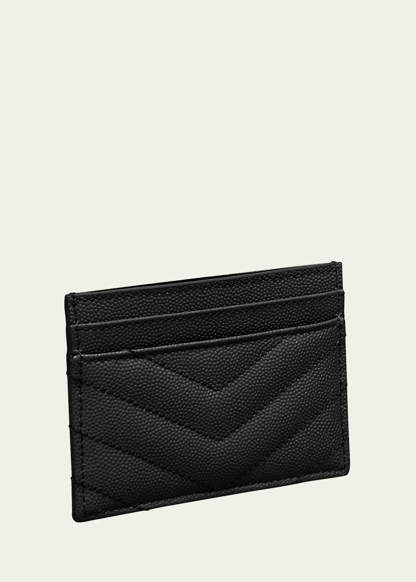 Saint Laurent YSL Grain de Poudre Leather Card Case, Golden