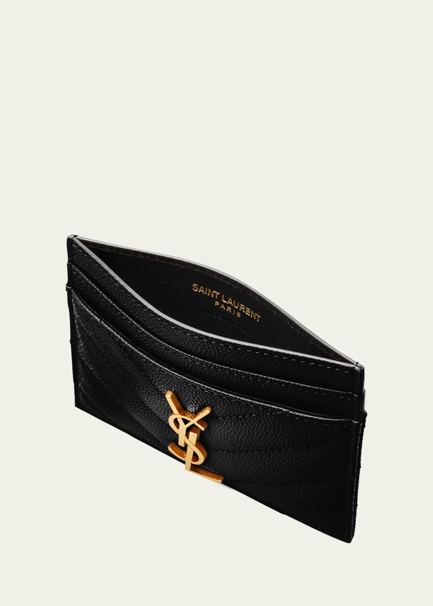 Saint Laurent YSL Monogram Card Case in Grained Leather Image 4 of 4