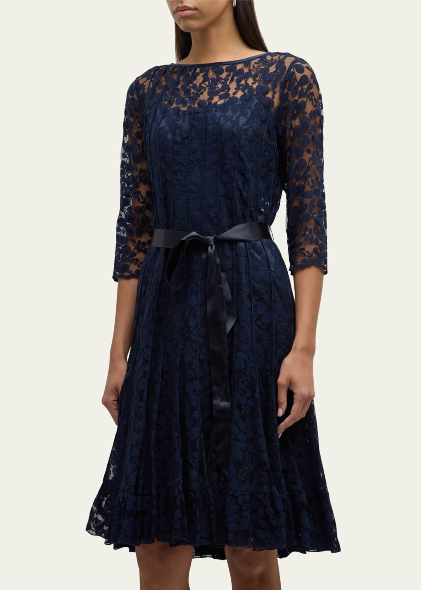 Rickie Freeman for Teri Jon 3/4-Sleeve Lace Overlay Cocktail Dress ...