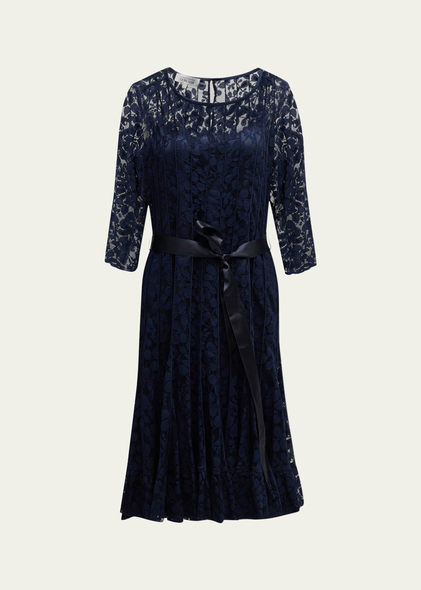 Rickie Freeman for Teri Jon 3 4 Sleeve Lace Overlay Cocktail Dress Bergdorf Goodman