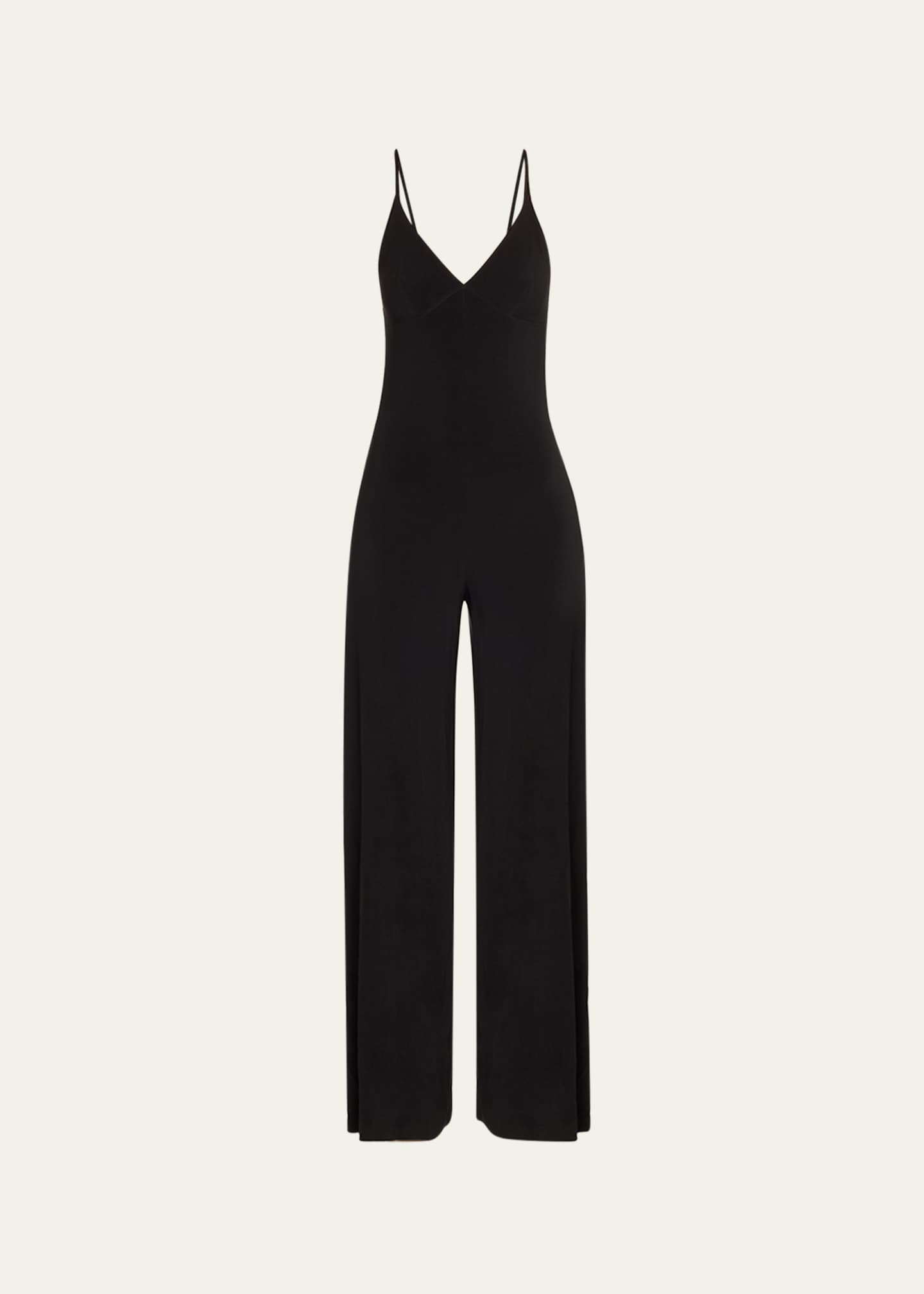 Norma Kamali Wide-Leg Slip Jumpsuit, Black Image 1 of 3