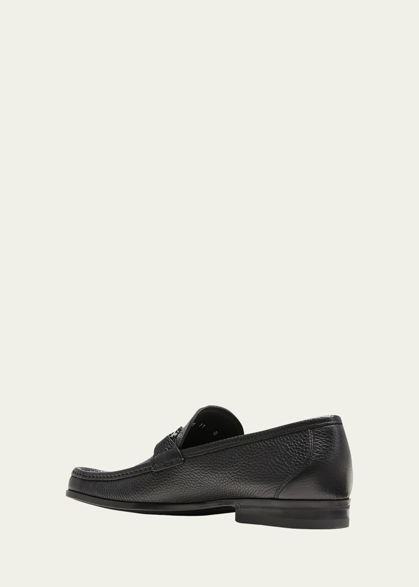 Ferragamo Men's Grandioso Grained Calfskin Gancini Loafer Image 4 of 6