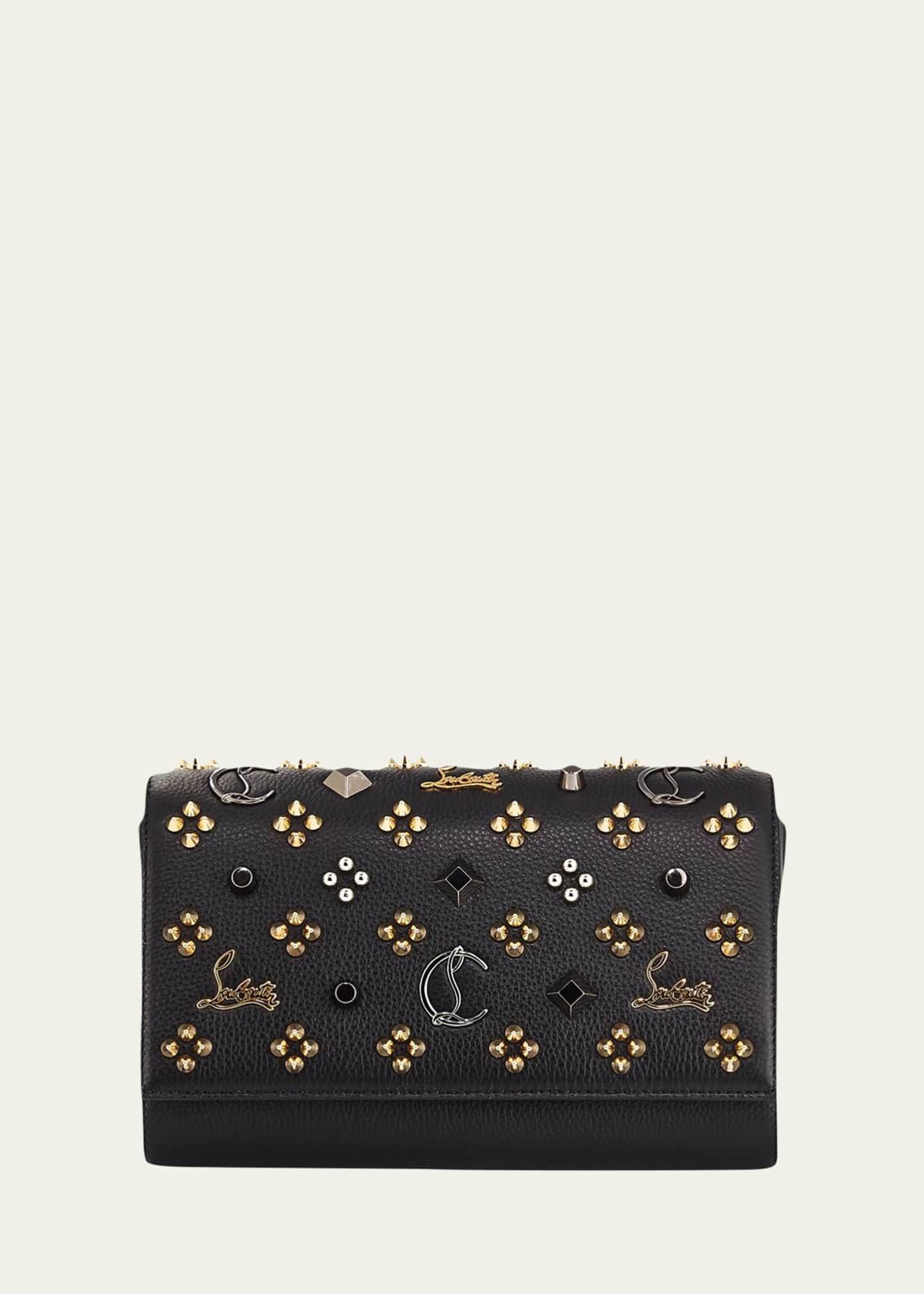 Black Paloma stud-embellished leather clutch bag, Christian Louboutin