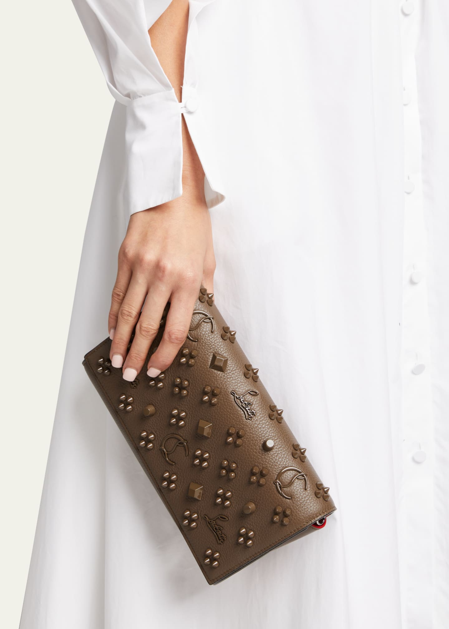 Paloma Embellished Leather Clutch in Black - Christian Louboutin