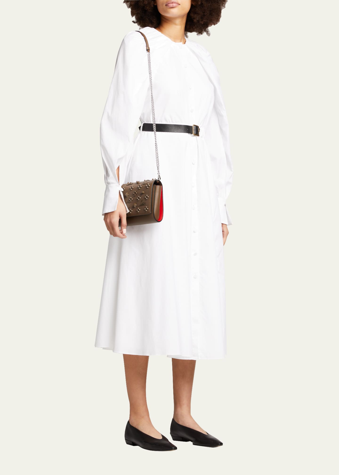 Paloma Embellished Leather Shoulder Bag in Beige - Christian Louboutin