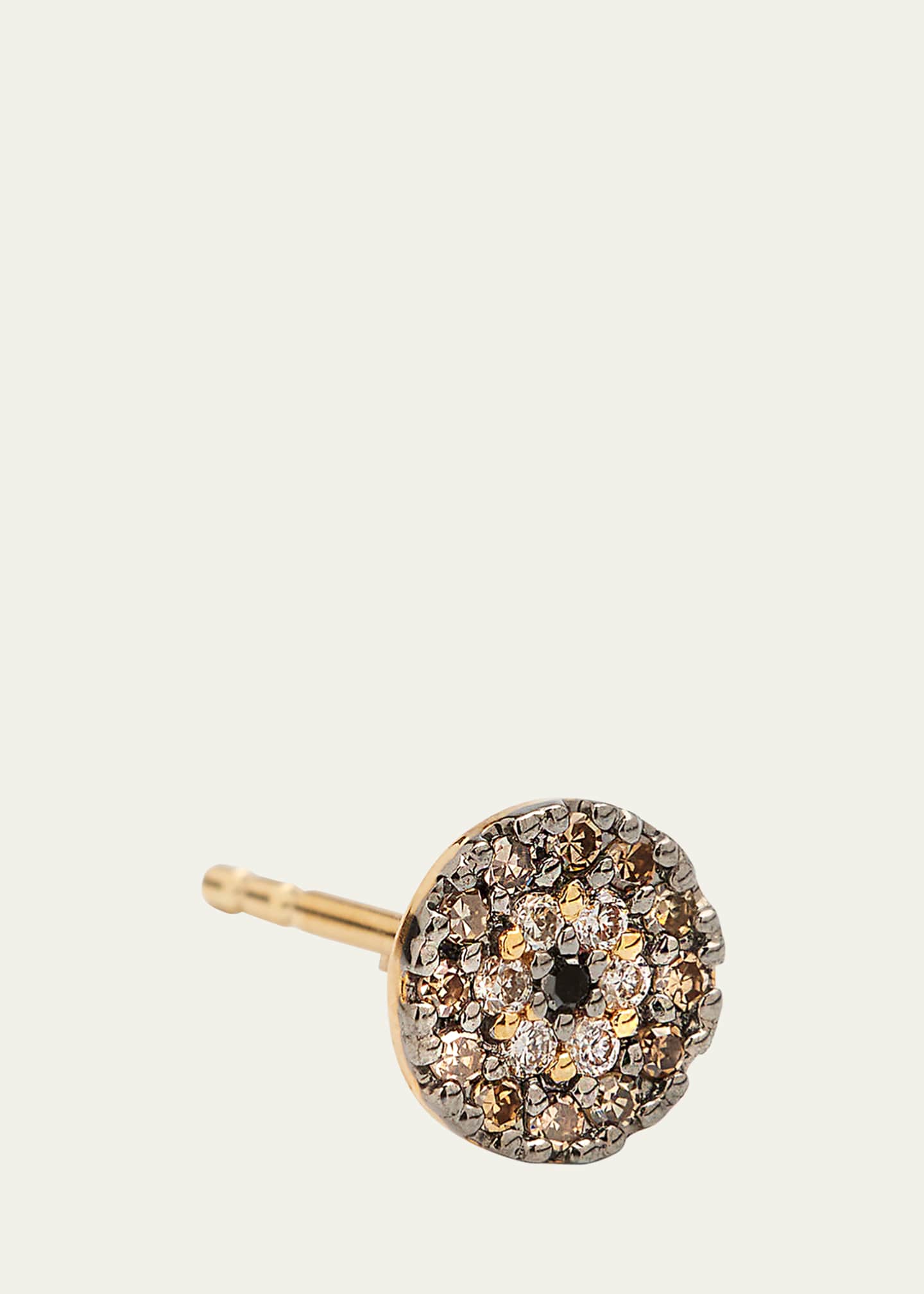 Sydney Evan 14K Yellow Gold Tiny Pave Evil Eye Stud Earring, Single Image 3 of 4