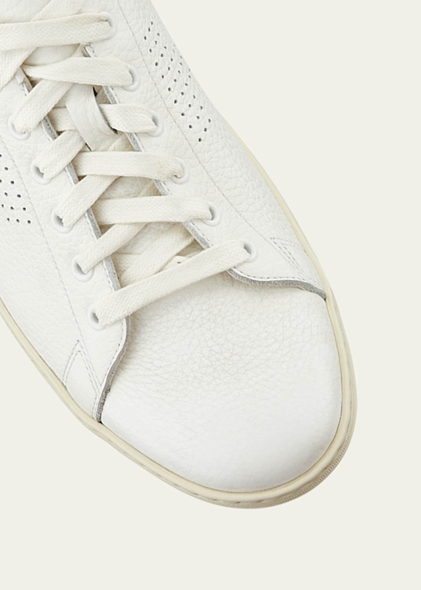 スニーカー TOM FORD White leather Warwick sneakers TOM FORD Men's Warwick Grained Leather Sneakers | Neiman Marcus