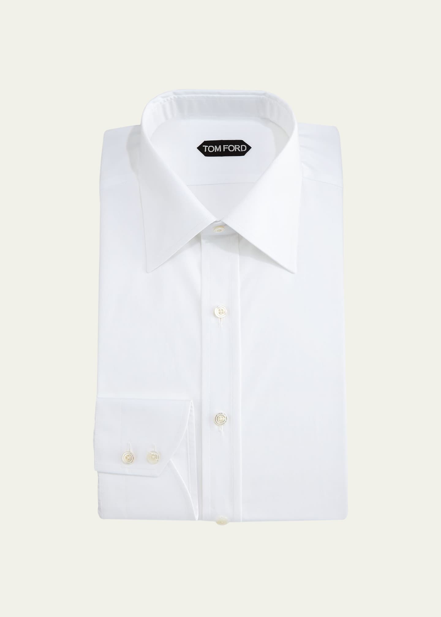 TOM FORD Classic Barrel Cuff Dress Shirt, White