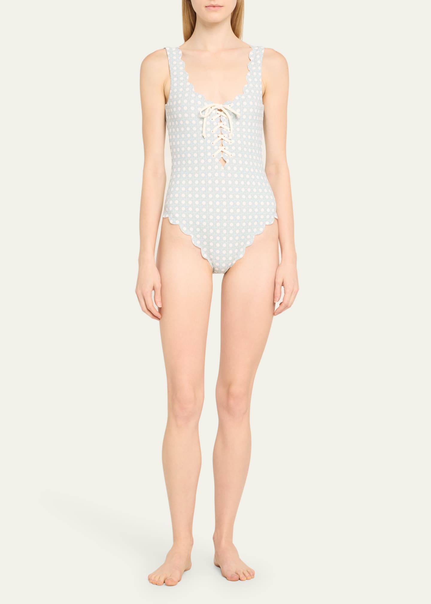 Marysia Palm Springs Scalloped Lace-Up Maillot Image 2 of 4