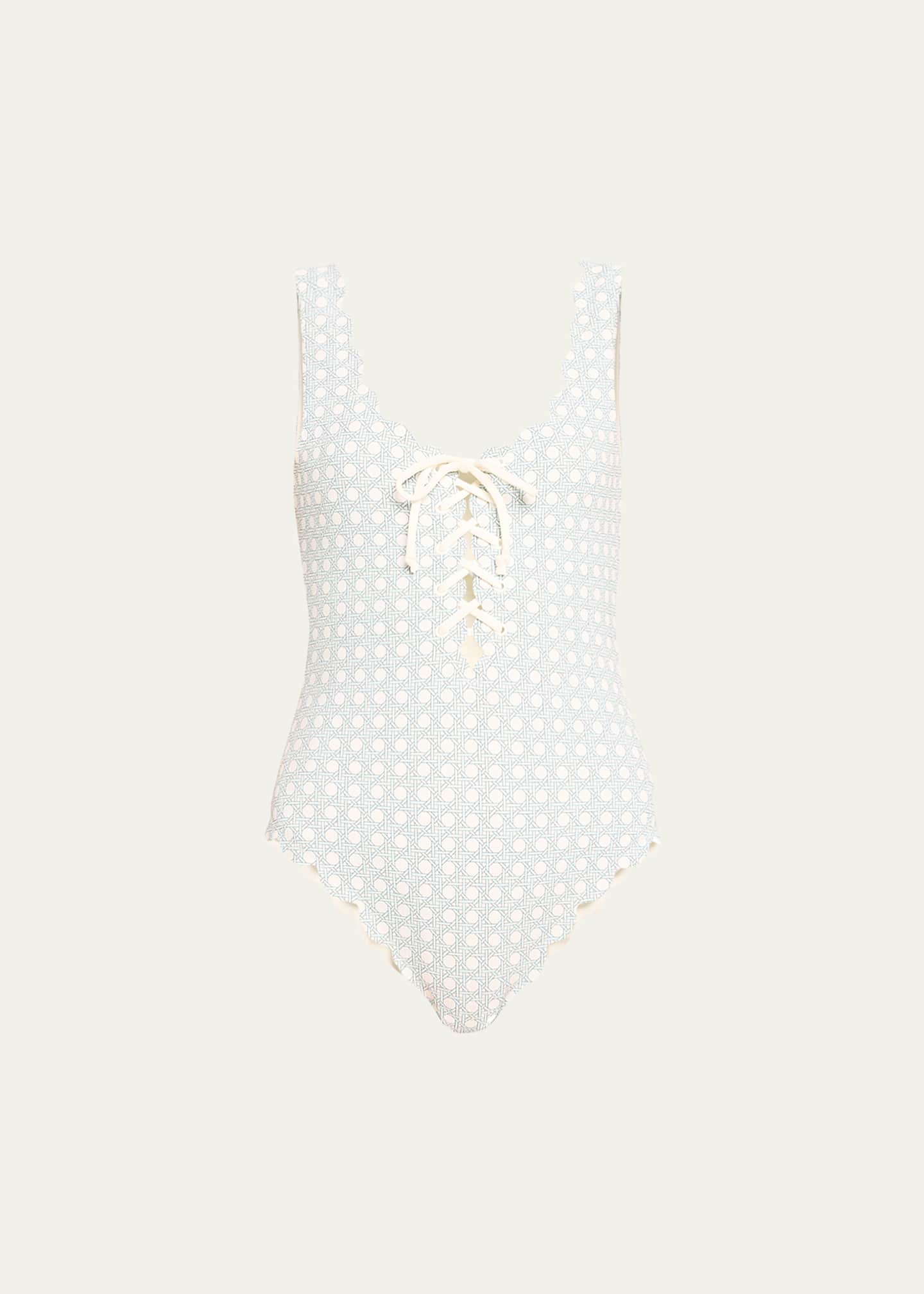 Marysia Palm Springs Scalloped Lace-Up Maillot Image 1 of 4