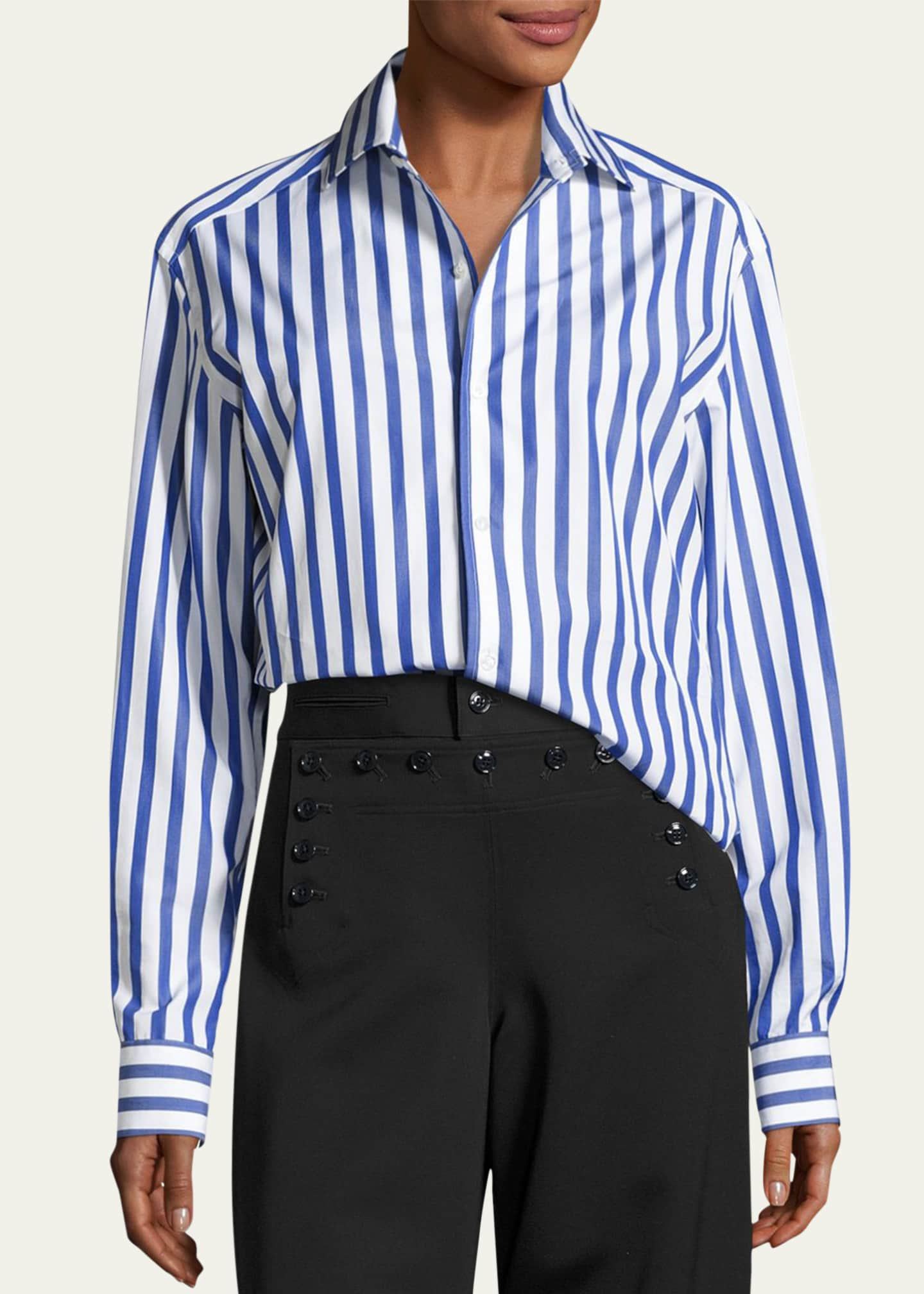 Ralph Lauren Collection Women's Capri Striped Cotton Shirt