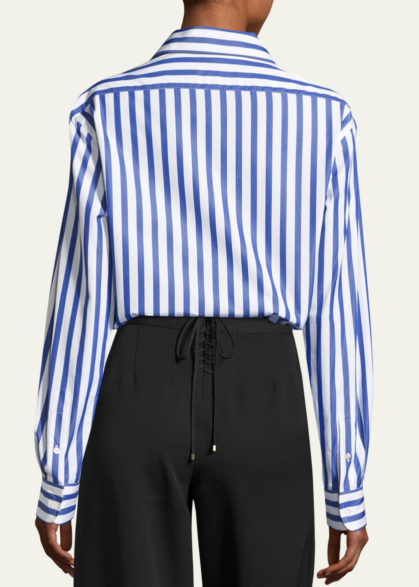 Ralph Lauren Collection Capri Striped Cotton Blouse, White