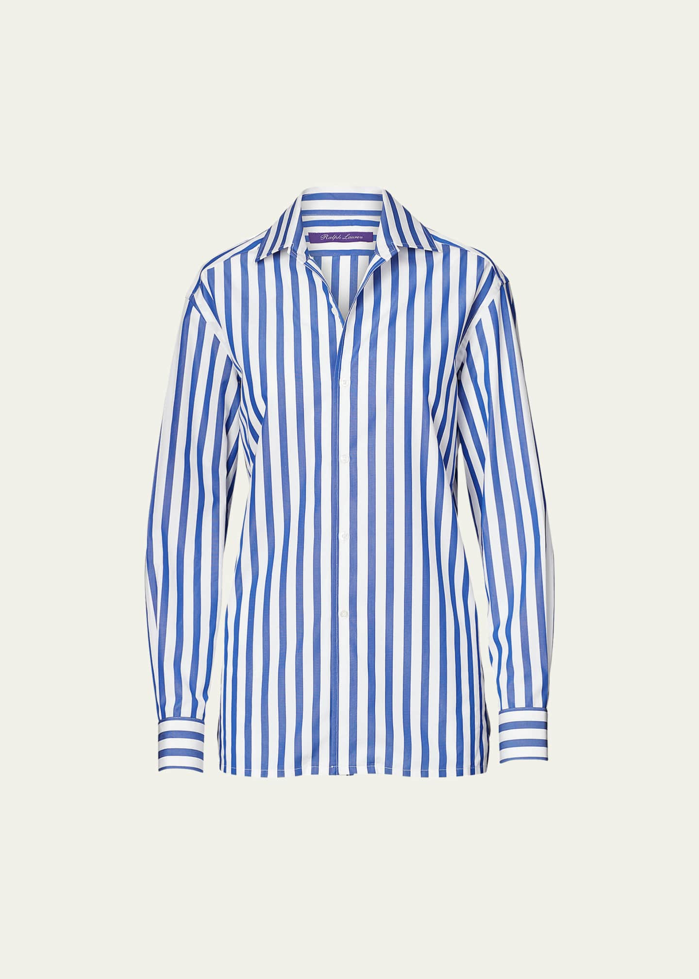 Caroline Constas Lou Off-the-Shoulder Stripe Cotton Top, Blue/White -  Bergdorf Goodman