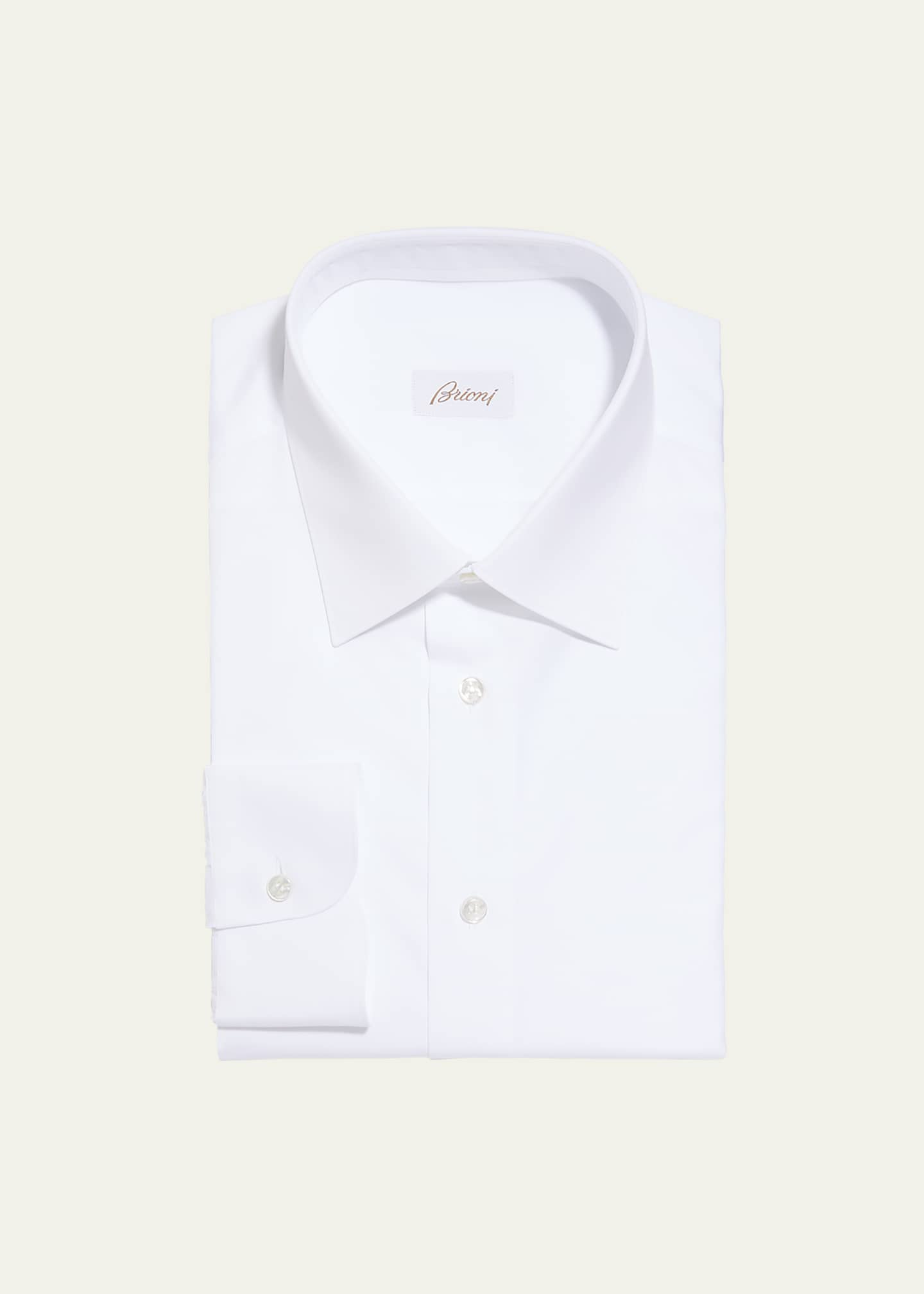 Brioni Wardrobe Essential Solid Dress Shirt, White - Bergdorf Goodman