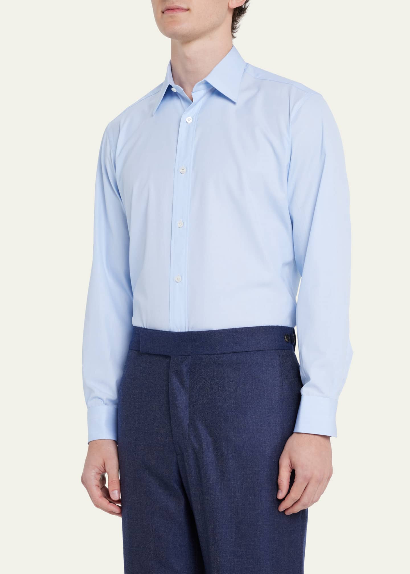 Charvet Men's Point Collar Cotton Dress Shirt Image 4 of 5