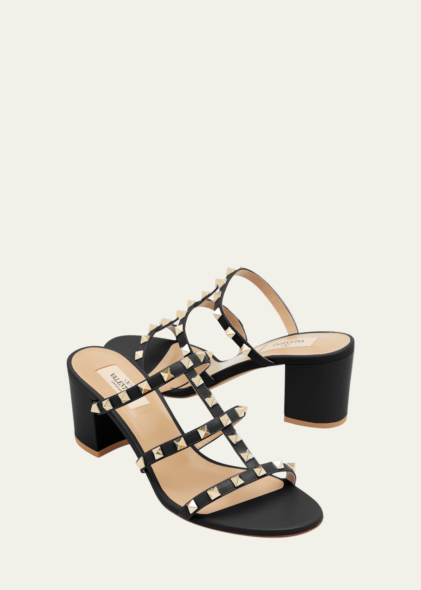 Valentino Garavani Rockstud Caged 60mm Slide Sandals Image 7 of 7