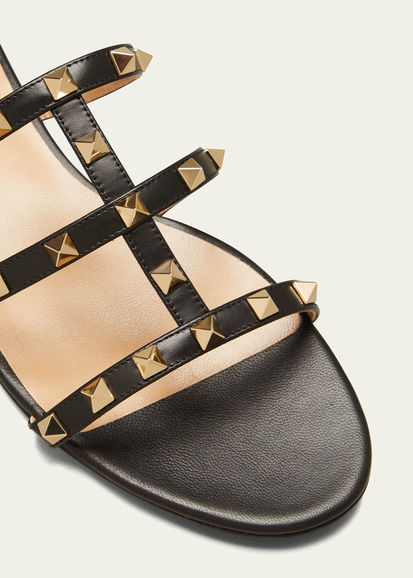 Valentino rockstud flat leather sandals clearance