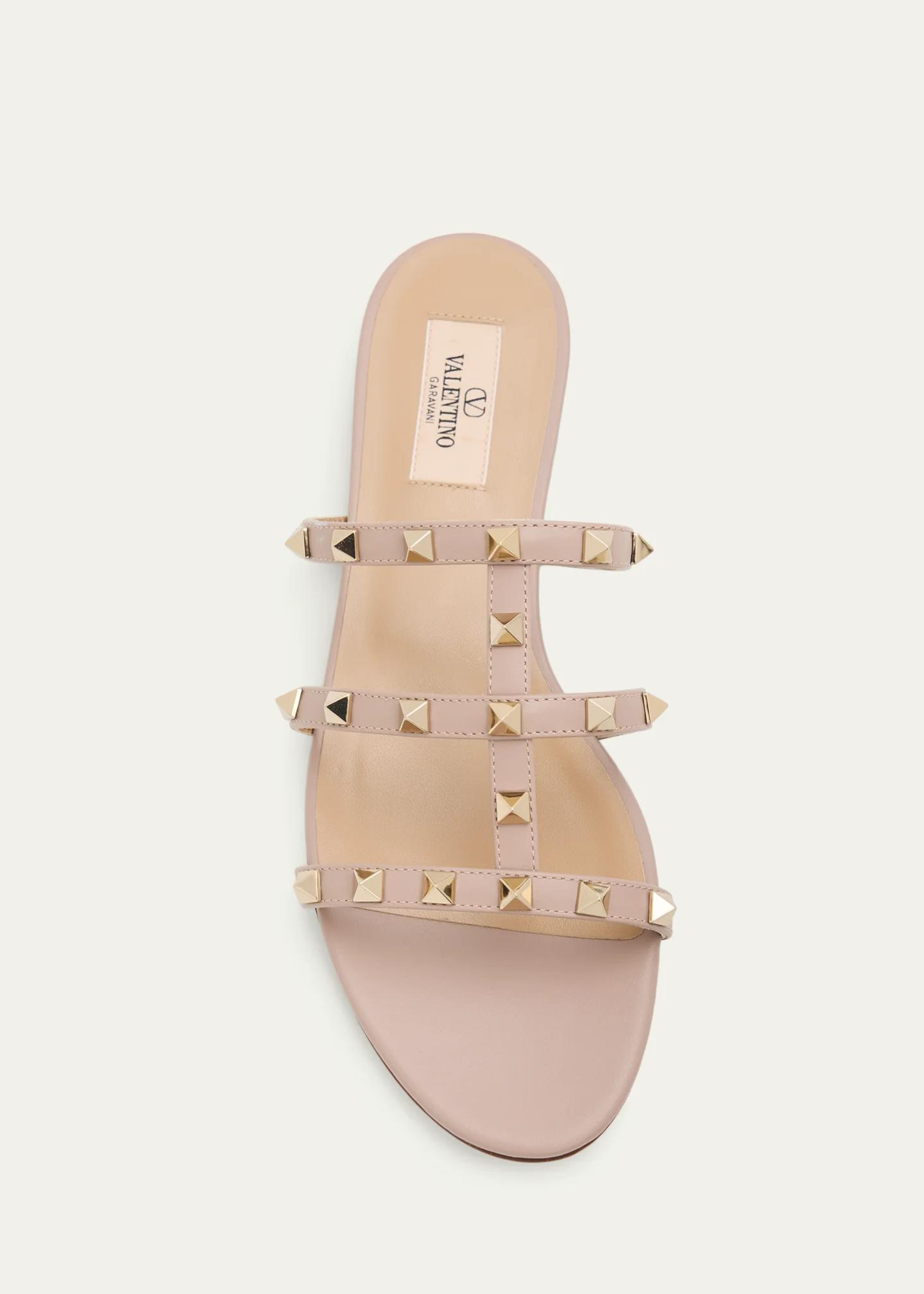 Valentino Garavani Rockstud Caged Flat Slide Sandals - Bergdorf