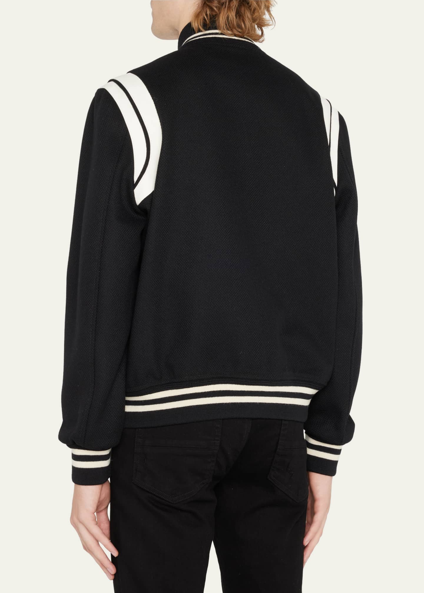 Teddy Wool Blend Varsity Jacket in Black - Saint Laurent