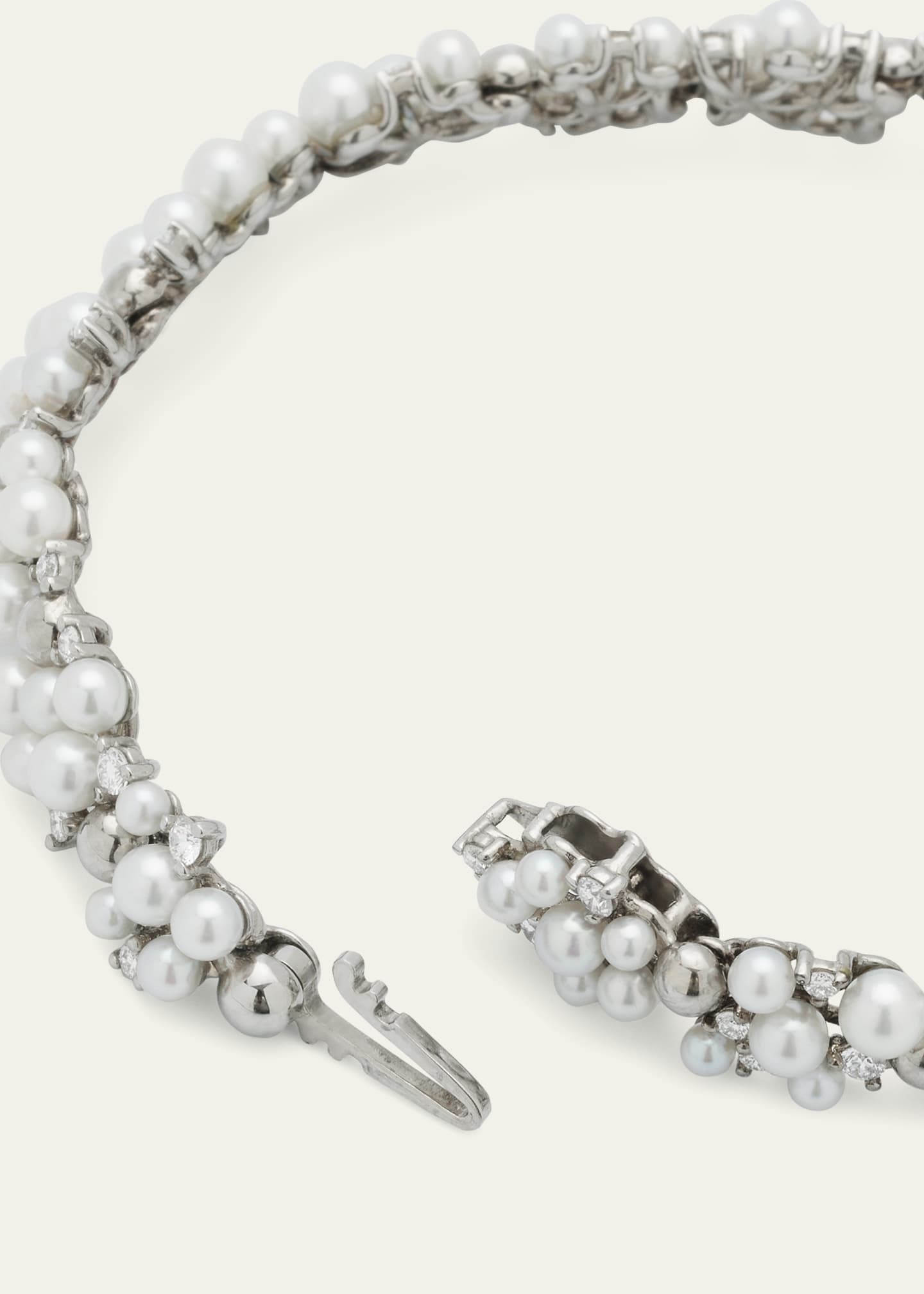 Paul Morelli White Gold LaGrange Pearl Link Bracelet With Diamonds Image 4 of 4