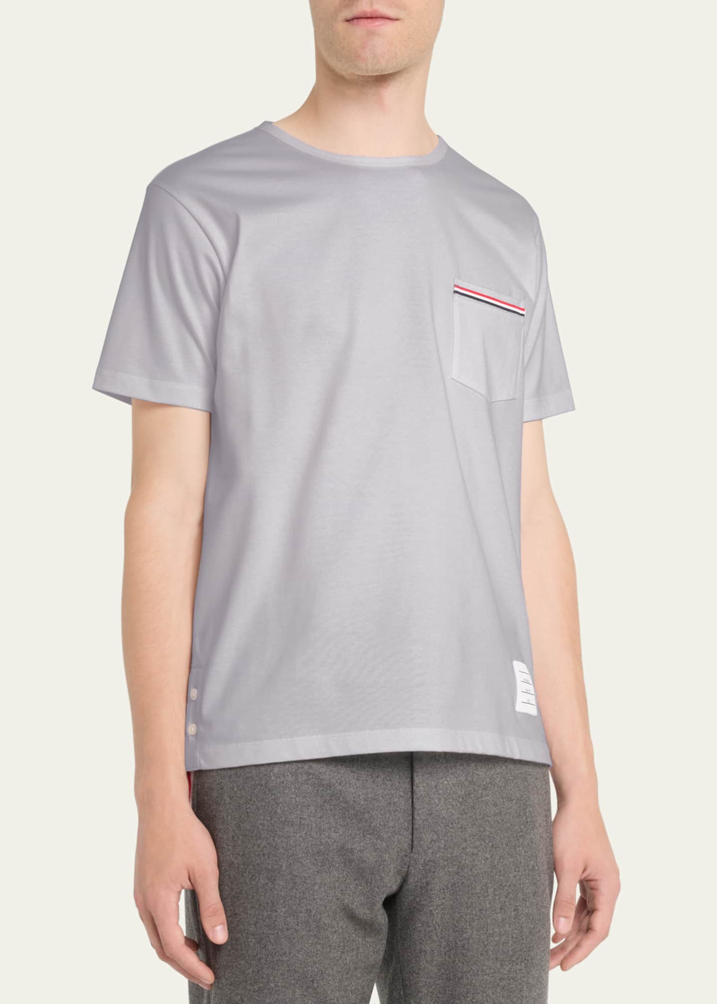 Thom Browne Short-Sleeve Logo Pocket T-Shirt Image 4 of 5