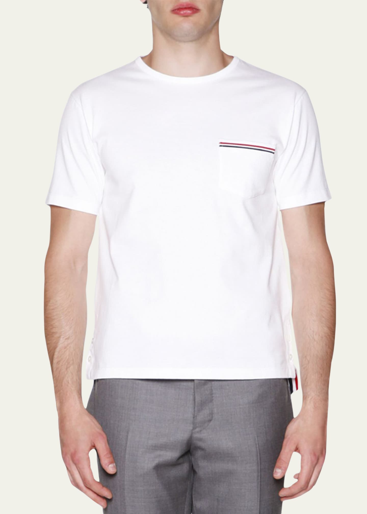 Thom Browne Short-Sleeve Logo Pocket T-Shirt