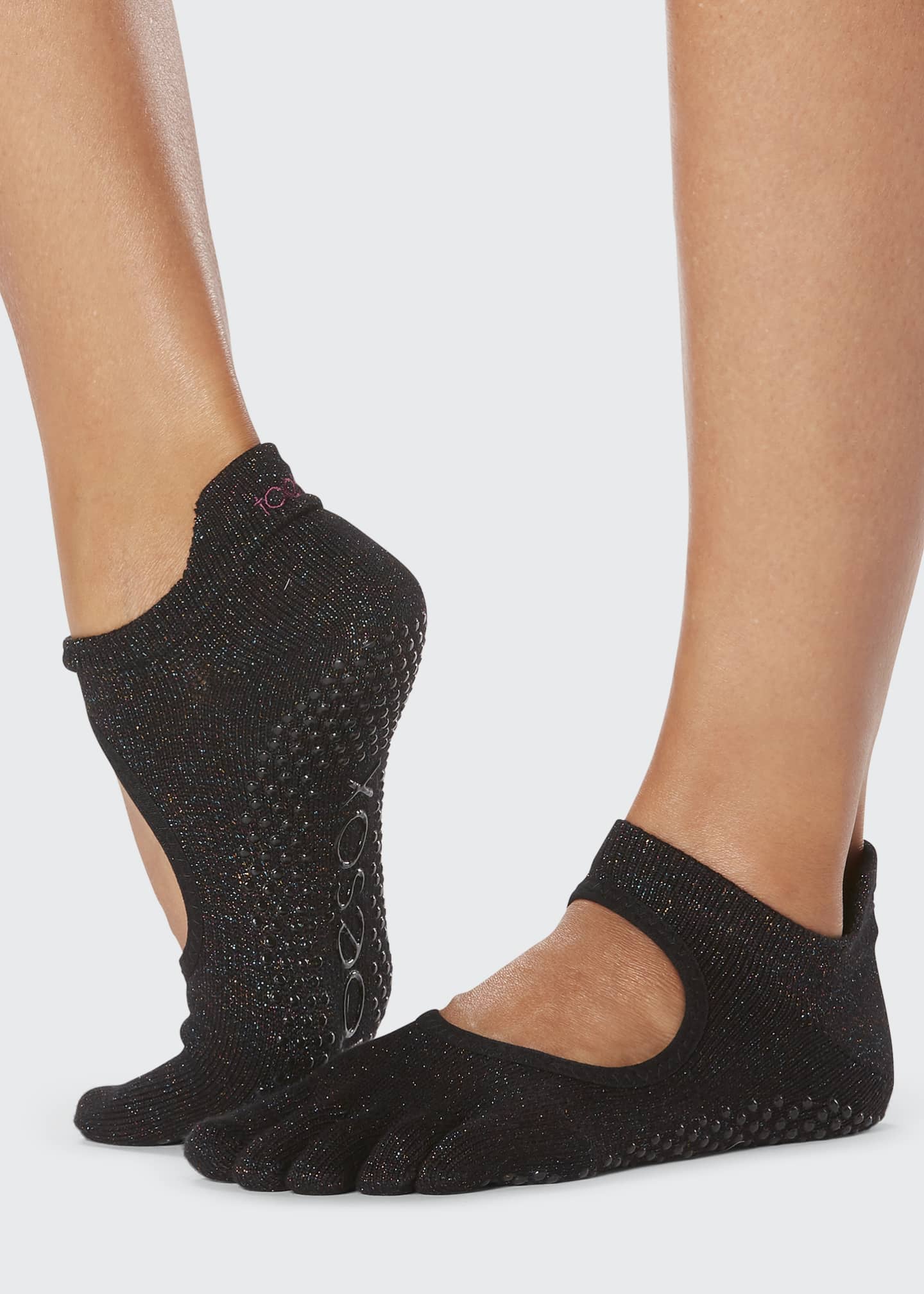 Chaussettes Toesox Bellarina – Demi-orteil, Grip, Taille M, Bleu Et Rose