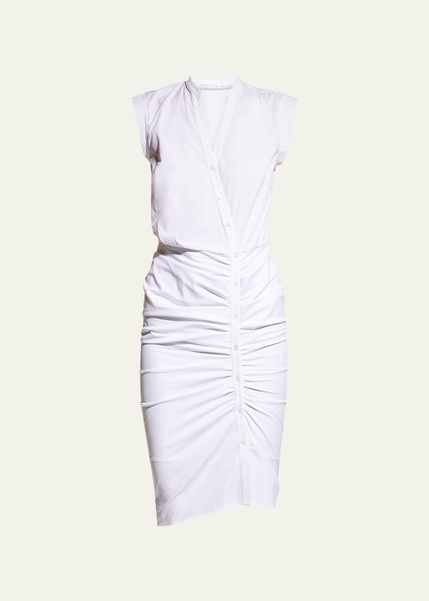 Veronica Beard Sleeveless Ruched Poplin Shirtdress Image 1 of 2