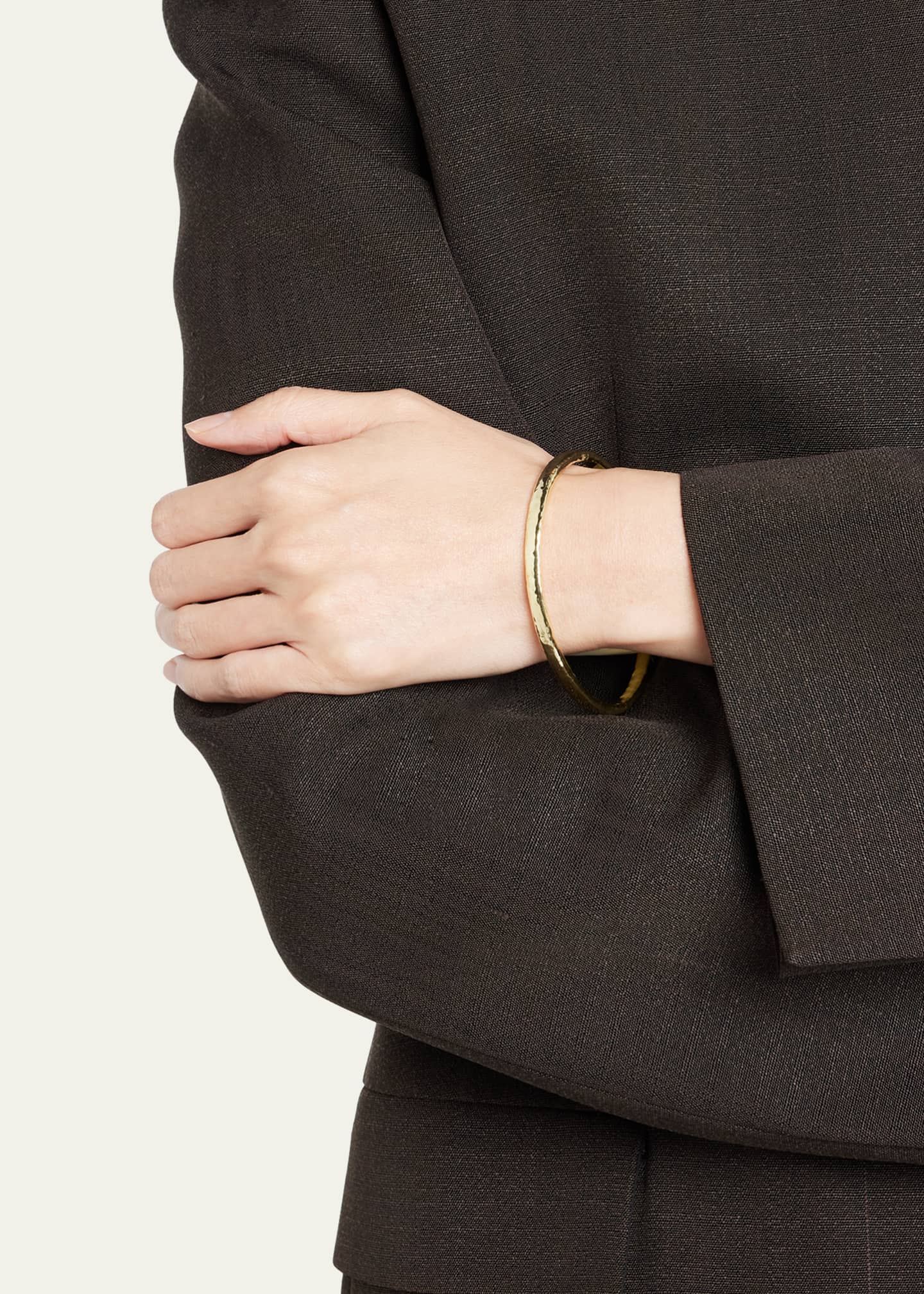 Ippolita Hammered Flat Bangle in 18K Gold Image 2 of 4
