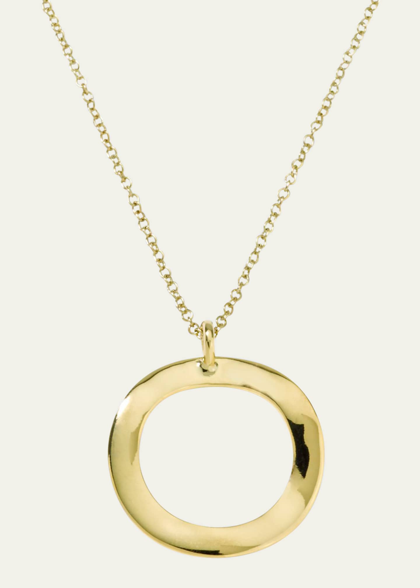 Ippolita Short Mini Wavy Circle Pendant Neckace in 18K Gold Image 1 of 2