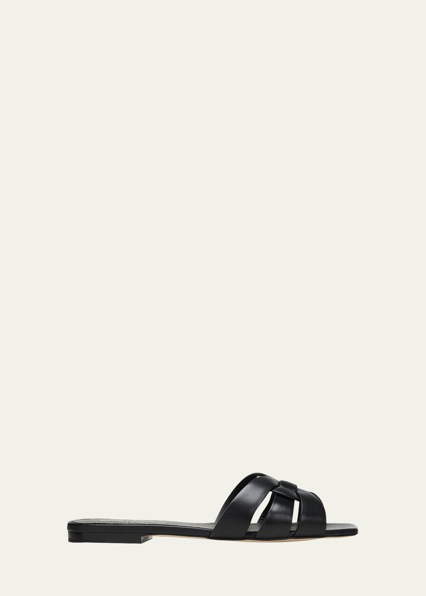 Saint laurent woven leather sandal slide hot sale
