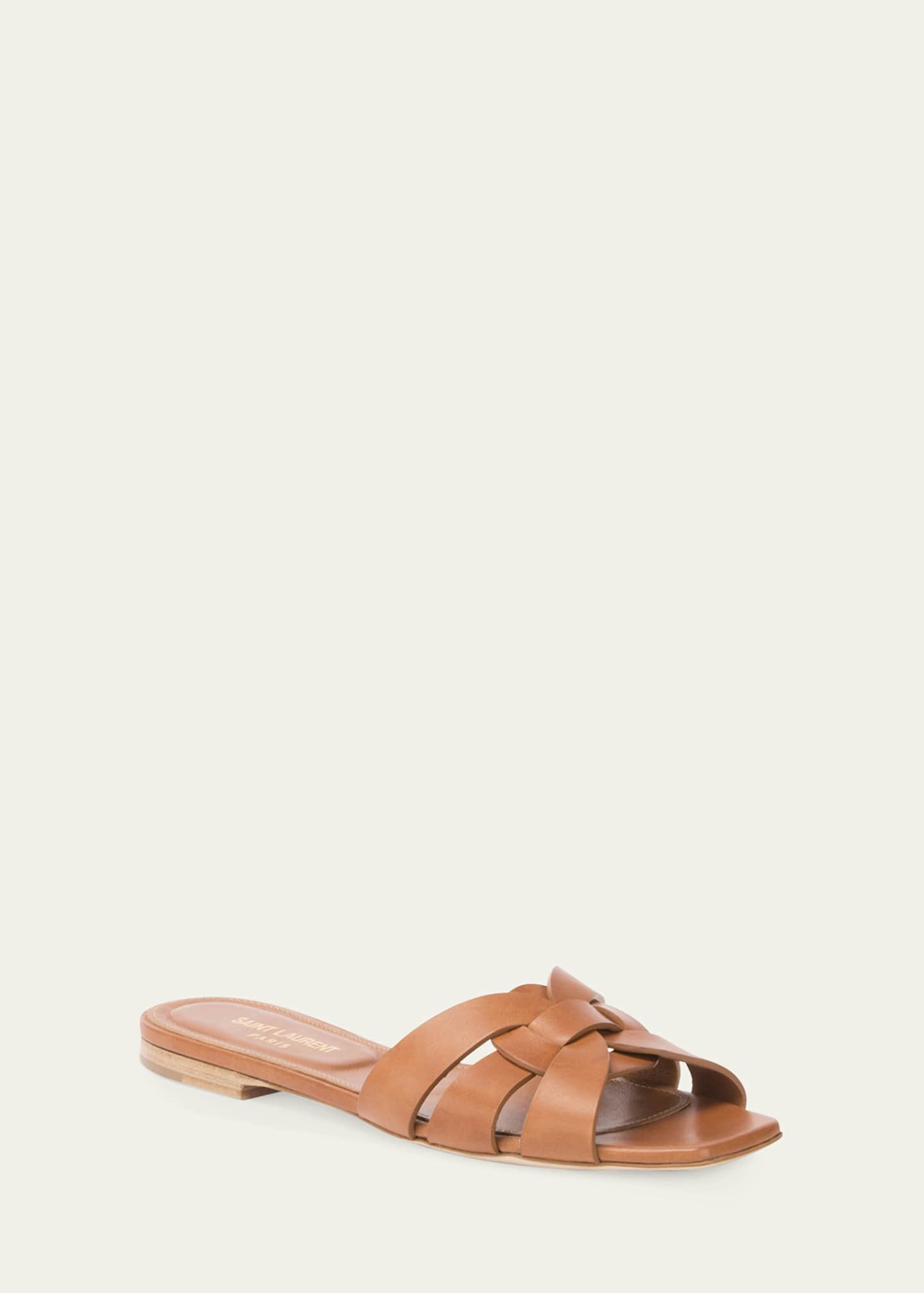 Saint Laurent Woven Leather Sandal Slide - Bergdorf Goodman
