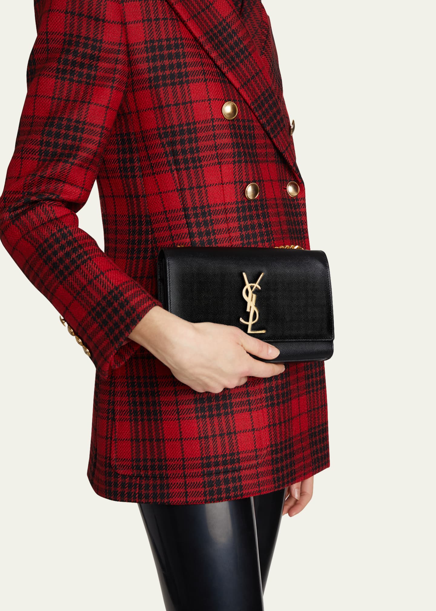 Saint Laurent Kate Small YSL Crossbody Bag in Grained