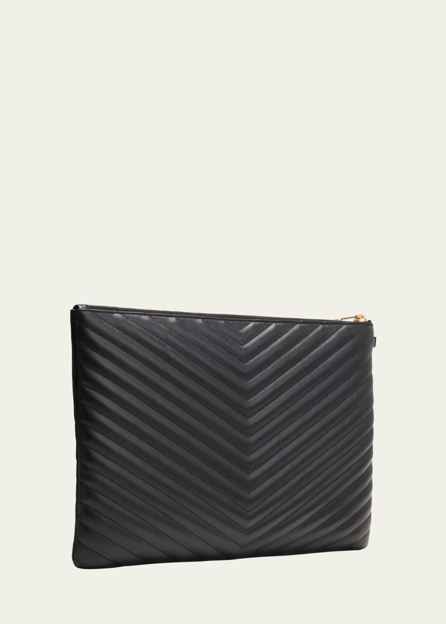 Saint Laurent Monogram YSL Quilted Wristlet Pouch Bag