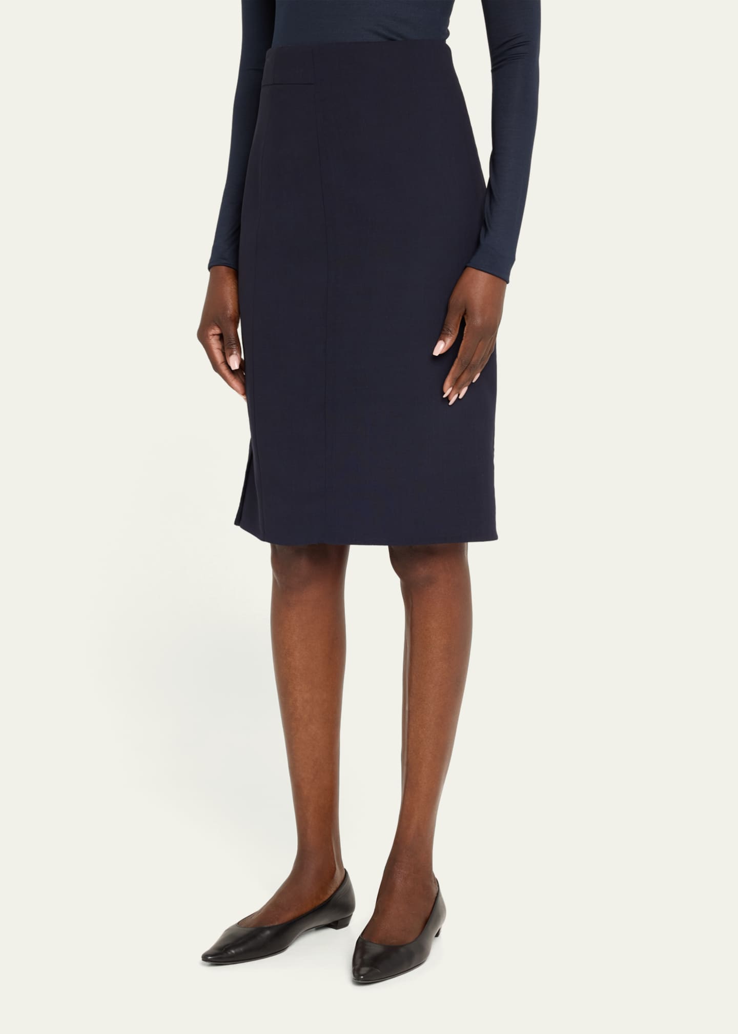 Akris Wool-Blend Knee-Length Pencil Skirt Image 4 of 5