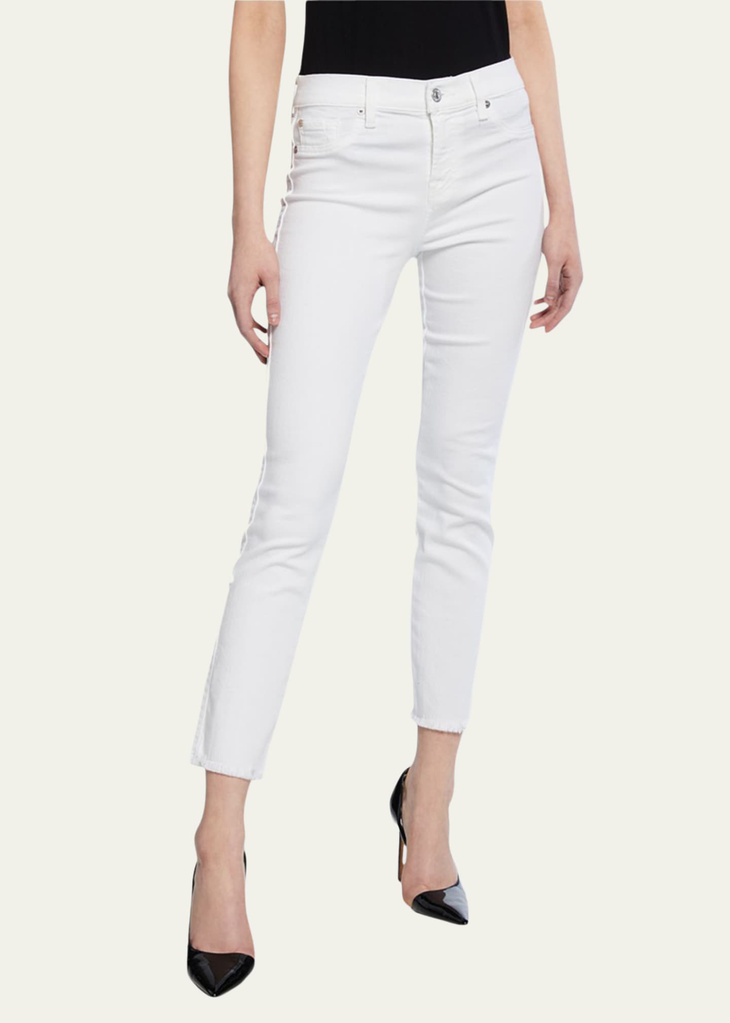 7 for all mankind Roxanne Raw-Edge Ankle Skinny Jeans, White Image 1 of 4