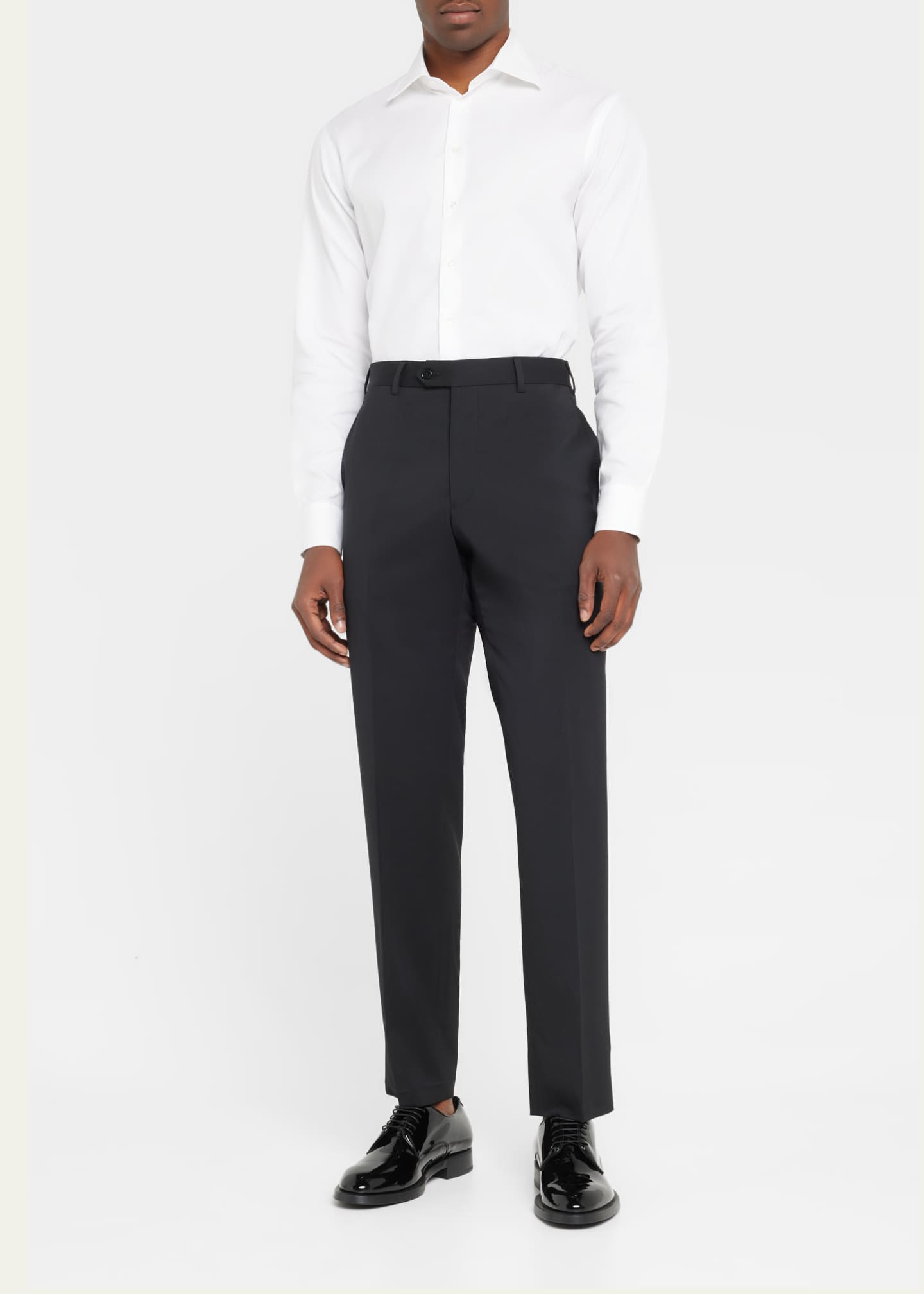 Giorgio Armani Basic Wool Flat-Front Trousers, Black Image 2 of 5