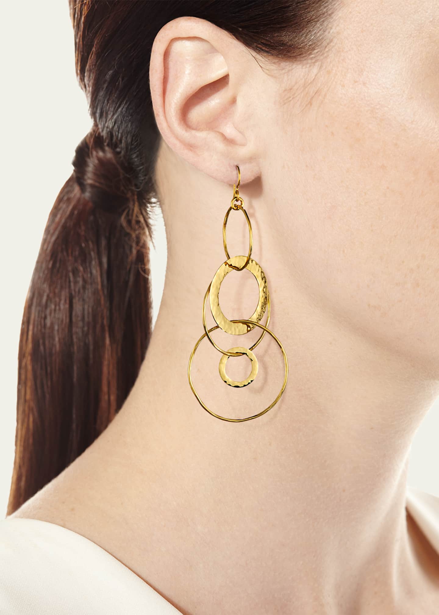 Ippolita Jumbo Hammered Jet Set Earrings in 18K Gold Image 2 of 2