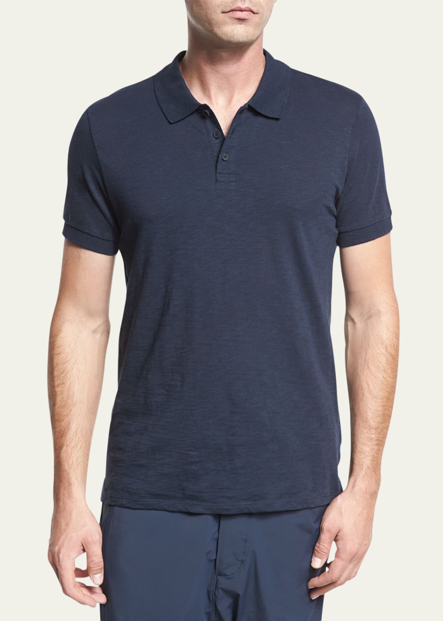 Vince Classic Slub Cotton Polo Shirt Image 2 of 3
