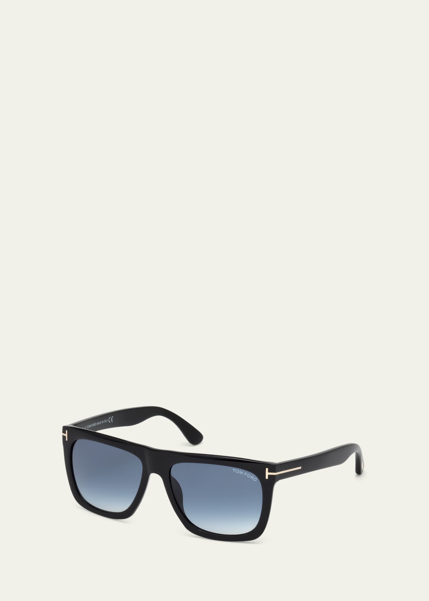 TOM FORD Morgan Thick Square Acetate Sunglasses, Black/Blue Image 2 of 3